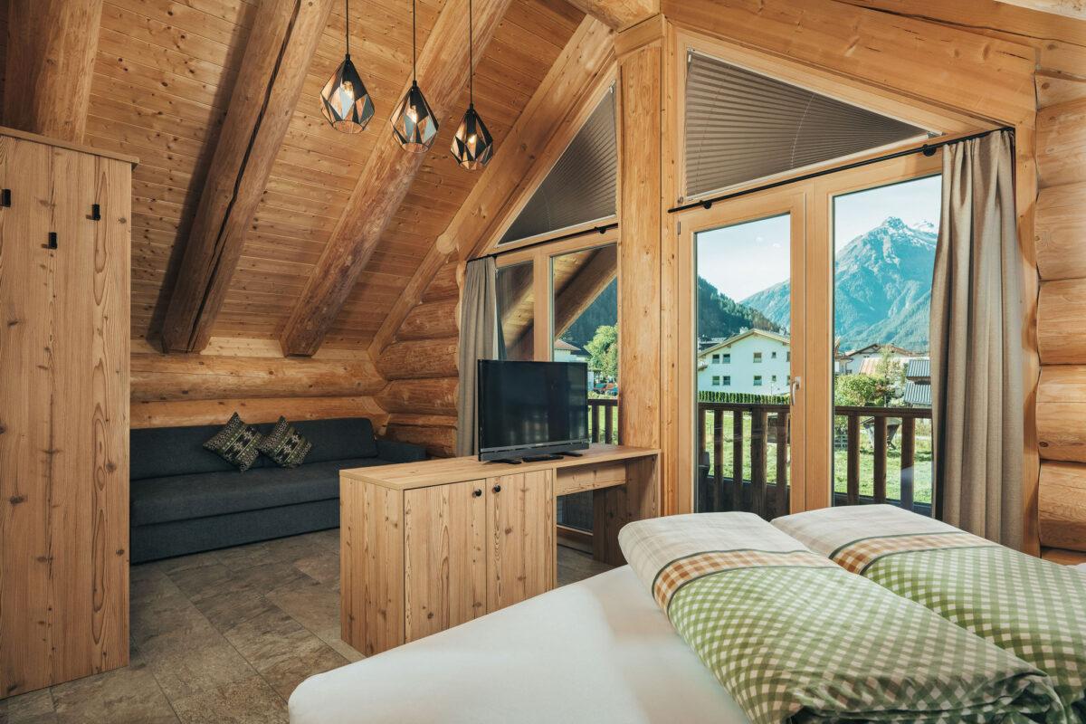 View from the bedroom of Summit Lodges in Pfunds – sustainable vacation home
