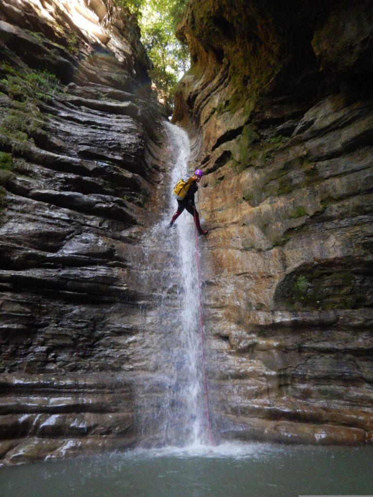 Canyoning at the waterfall