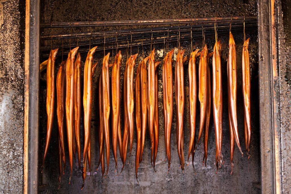 Smoked eel is a specialty of the North Sea and Baltic Sea regions.