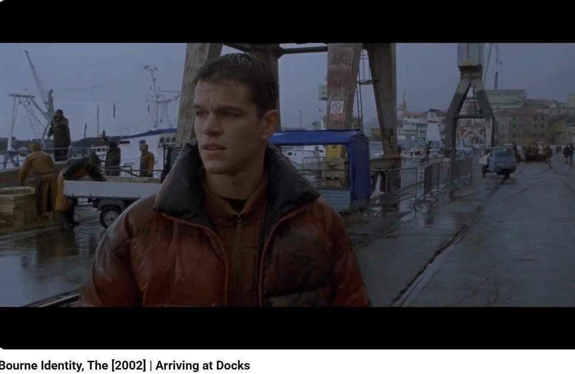 Matt Damon as Jason Bourne at the port of Imperia
