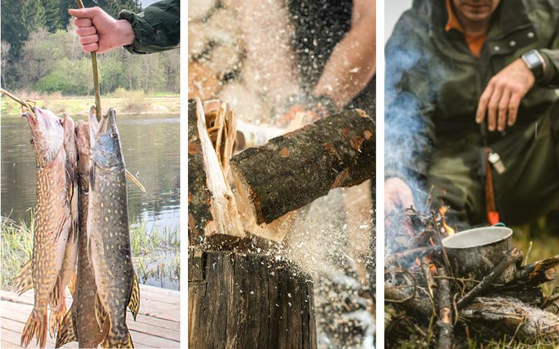 Fishing, chopping wood, and other activities for men's active vacations in Tyrol