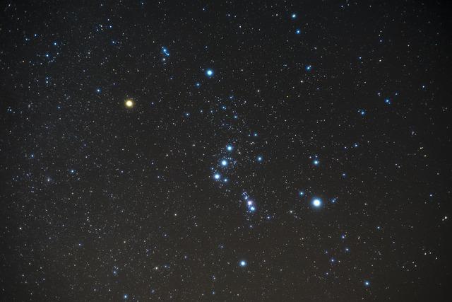 Winter constellation with Orion's Belt in the constellation Orion