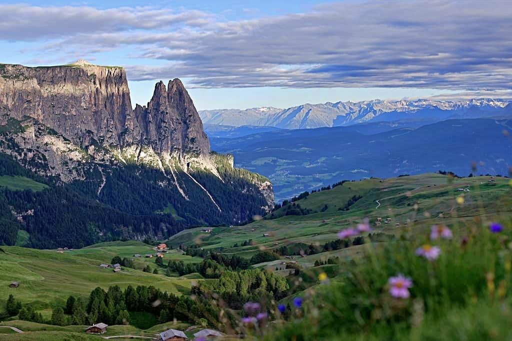 The Dolomites in South Tyrol, Italy—a UNESCO World Natural Heritage Site—featuring striking mountain peaks