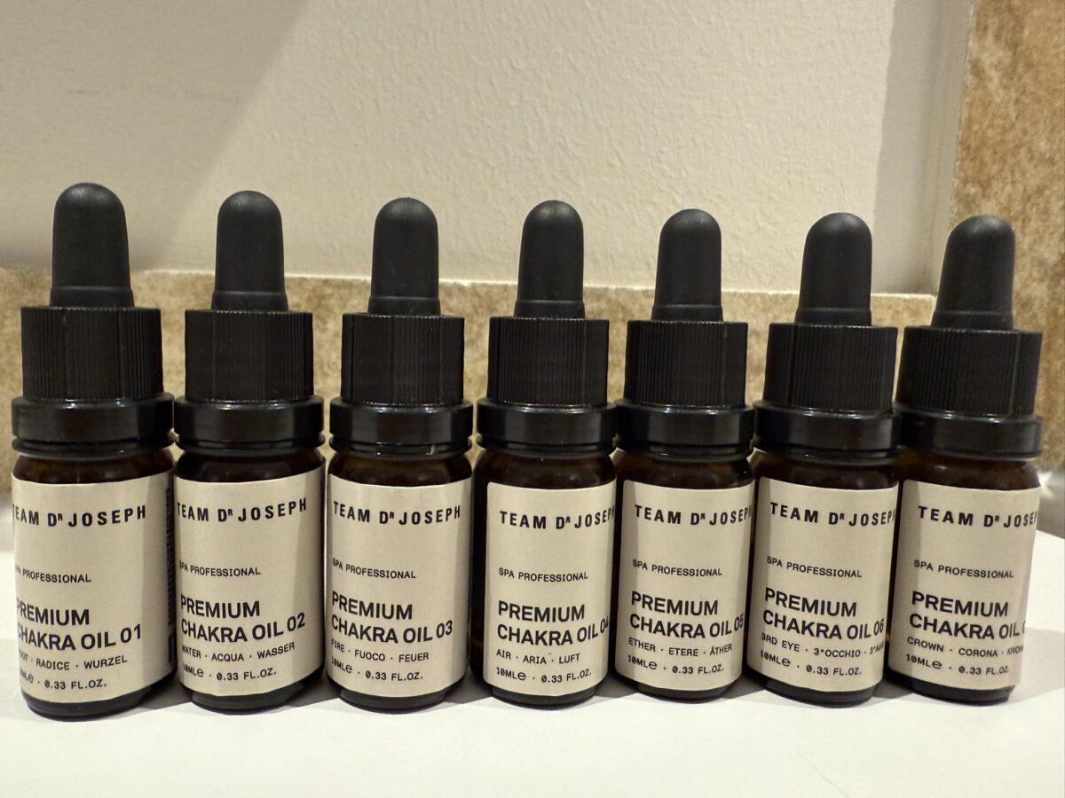 Chakra Oil in the spa area of Naturhotel Outside – Team Dr. Joseph brand