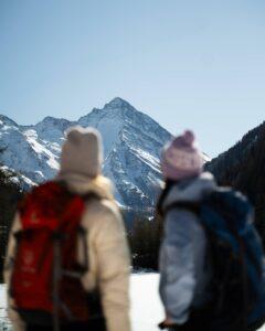 Women winter hiking in the Hohe Tauern mountains