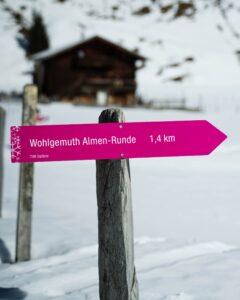 Winter hiking sign Almen-Runde East Tyrol