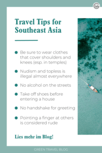 Pinterest graphic with travel tips for Southeast Asia