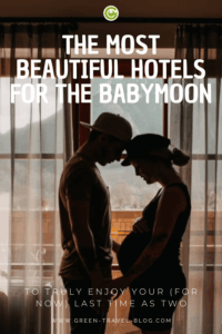 The silhouettes of a couple in front of a window; the woman is pregnant, and their heads are touching