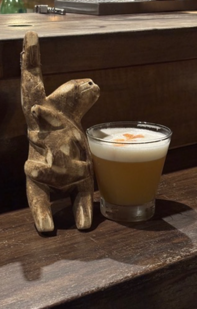 A wooden sloth carved by hand as a keychain at the Inkaterra Hotel in Peru.